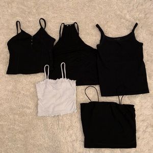 Bundle of 5 black tank crop tops